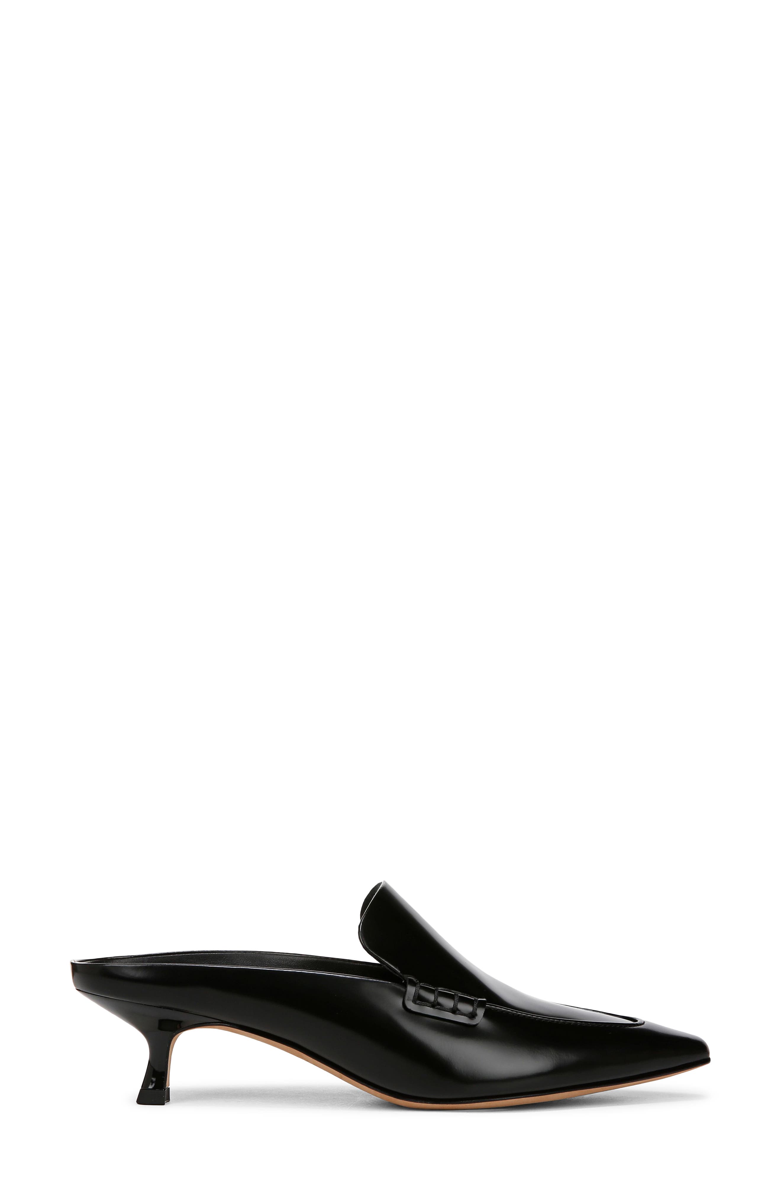 Vince Samy Pointed Toe Kitten Heel Loafer Mule, Alternate, color, Black