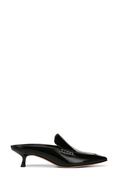 Vince Samy Pointed Toe Kitten Heel Loafer Mule In Black