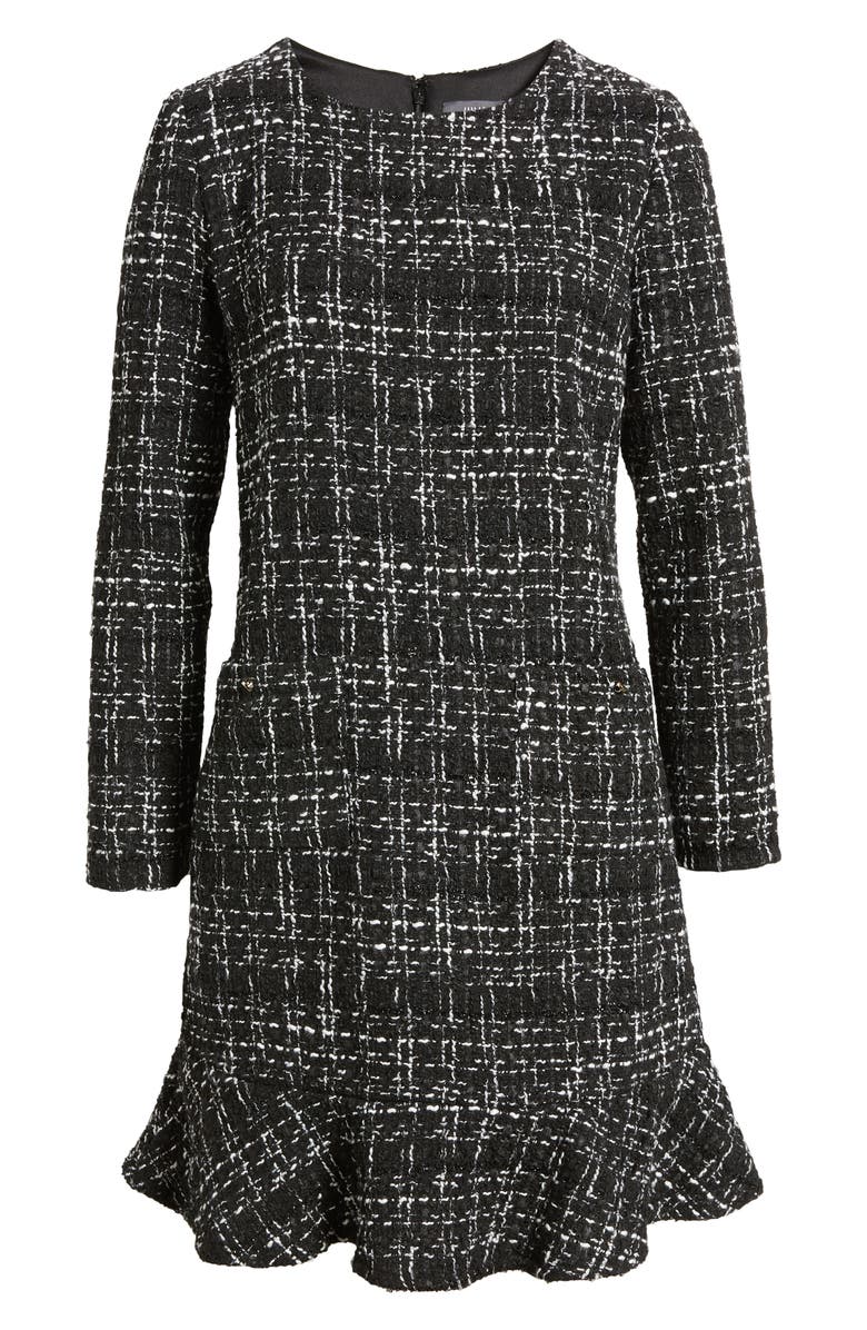 Julia Jordan Ruffle Hem Long Sleeve Tweed Dress, Alternate, color,