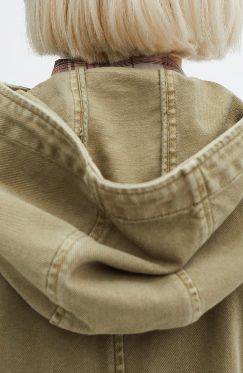 MANGO Hooded Crop Twill Utility Jacket, Alternate, color, 