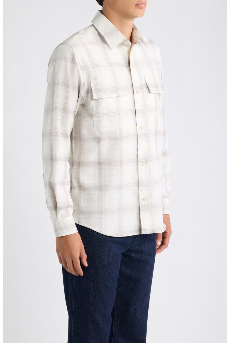Trim Fit Check Button Front Shirt, Alternate, color, OPEN WHITE