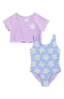 Roxy Kids' Party Waves Rashguard & One-Piece Swimsuit Set