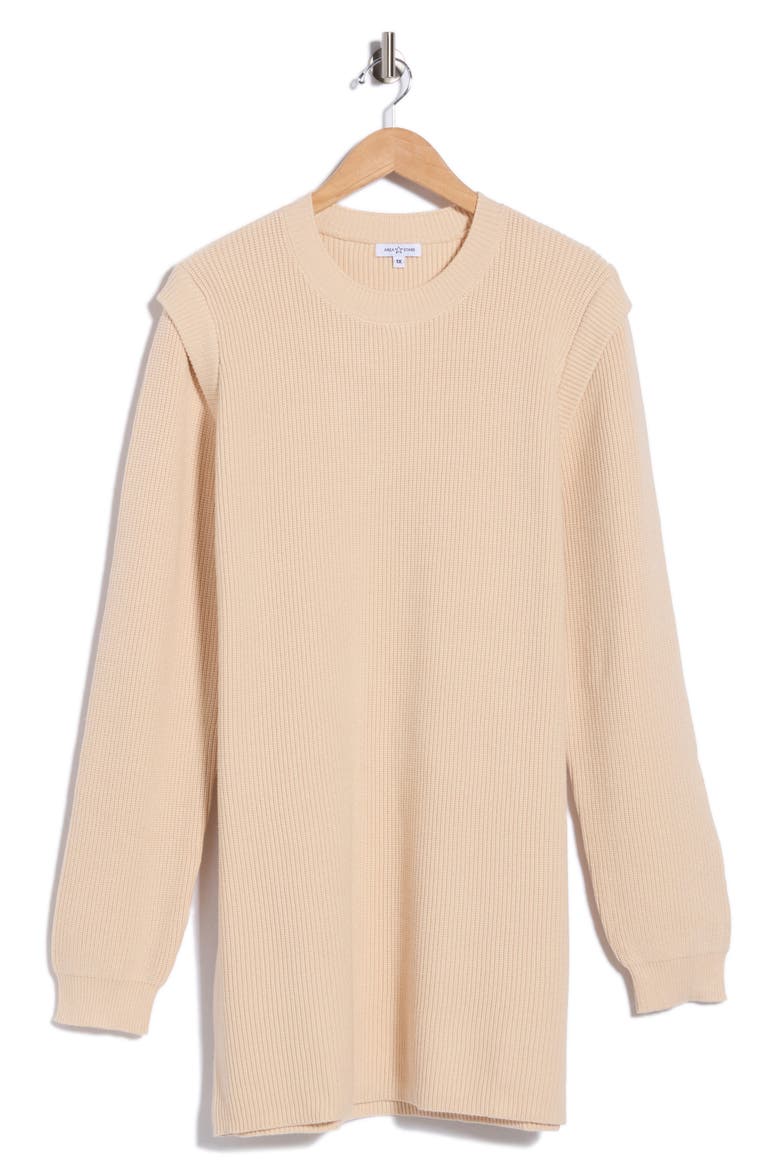 Journee Padded Shoulder Sweater Dress, Main, color, CREAM
