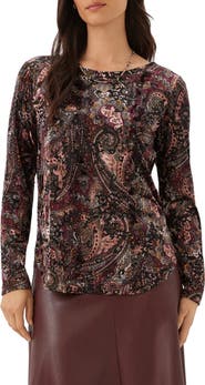 Karen Kane Velvet Burnout Shirttail Top