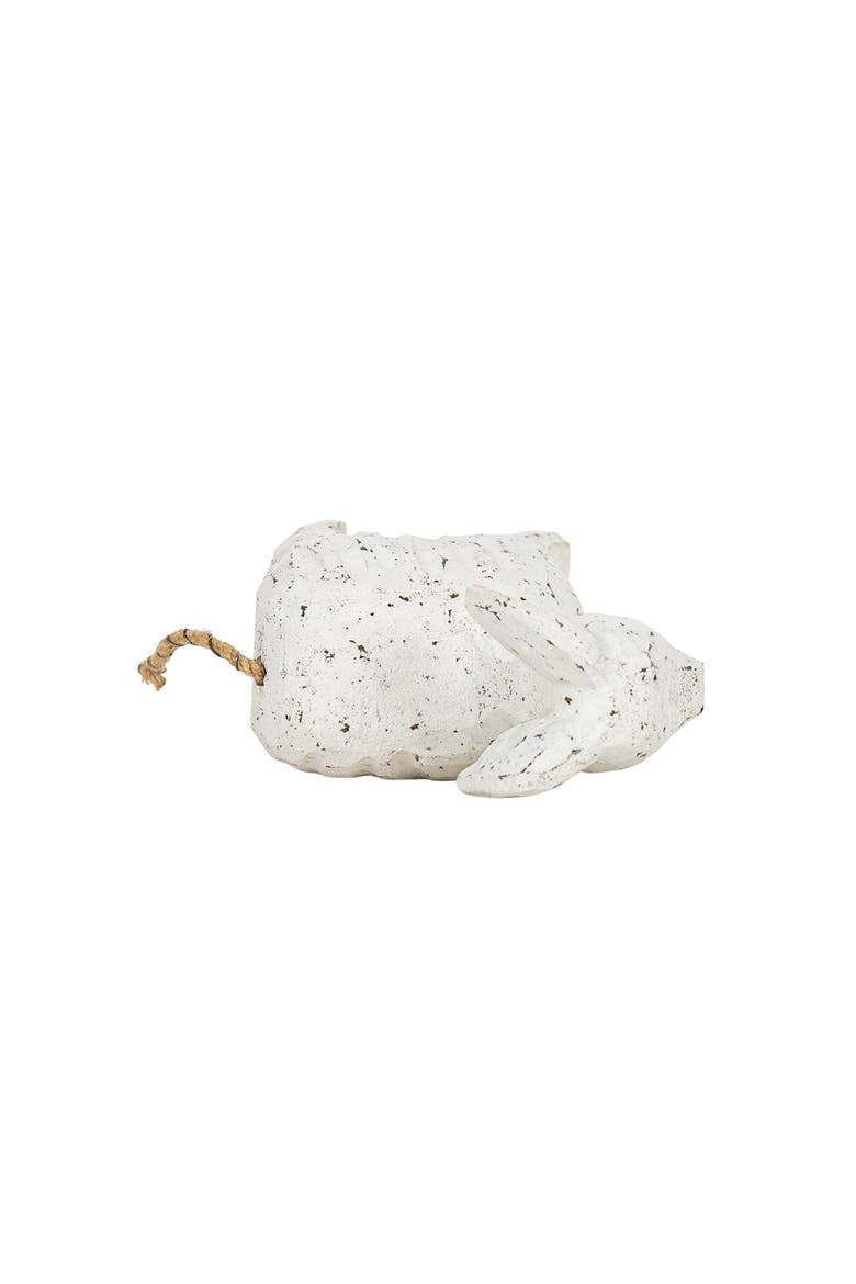 Carved Goat Decorative Accent White Wood & Jute, Alternate, color, White