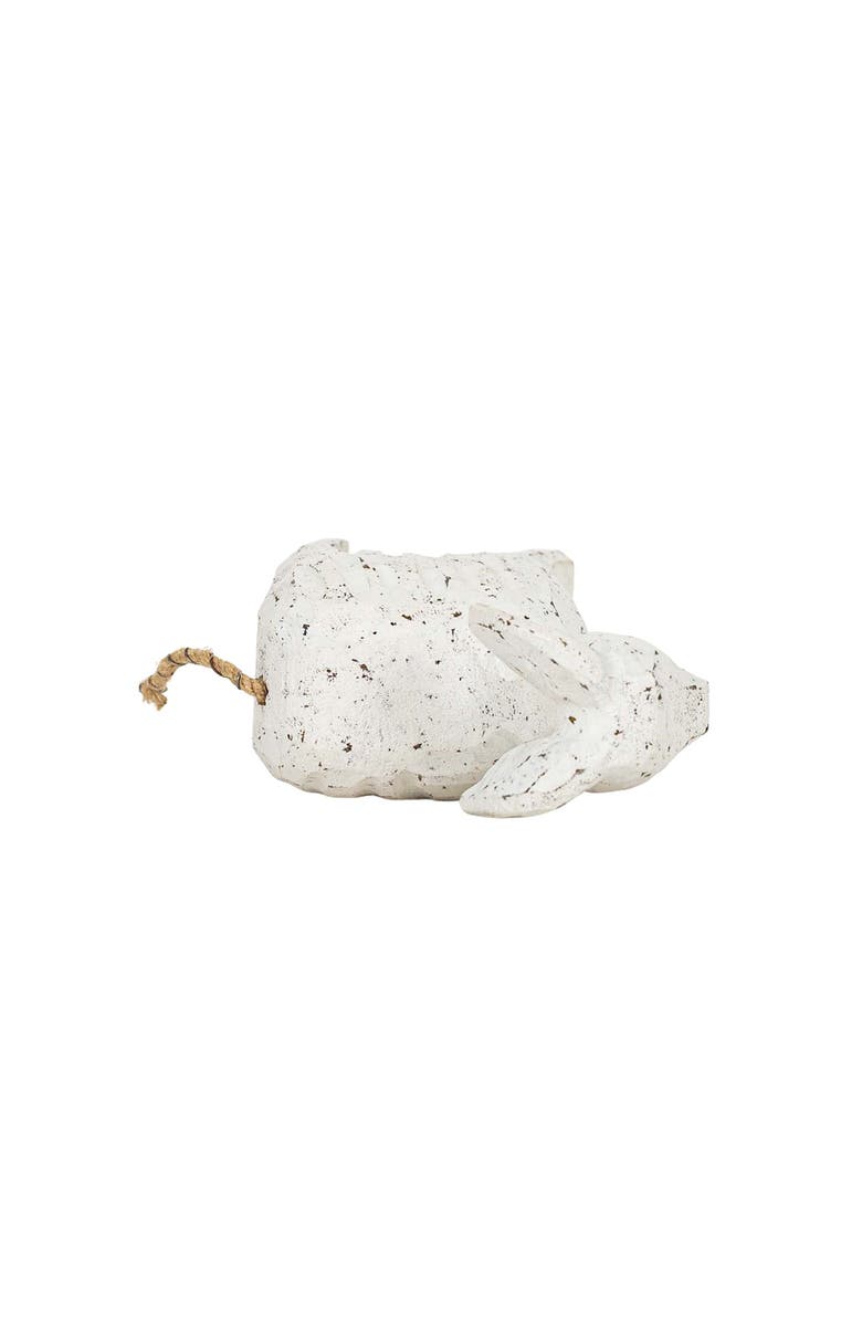 Foreside Home and Garden Carved Goat Decorative Accent White Wood & Jute, Alternate, color, White