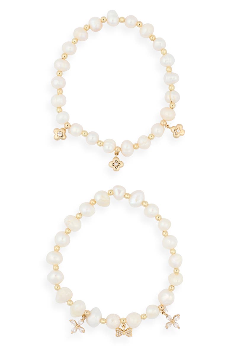 Rene Set of 2 Charm Bracelets, Main, color, GOLD