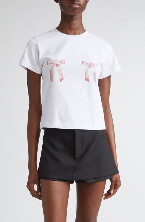 Sandy Liang Ame Bow Graphic Baby Tee in White  product