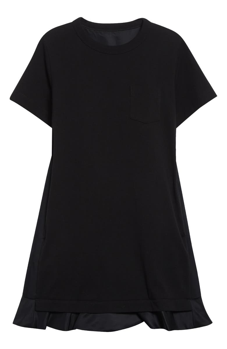 Sacai Nylon Twill & Cotton Jersey Minidress, Alternate, color, Black
