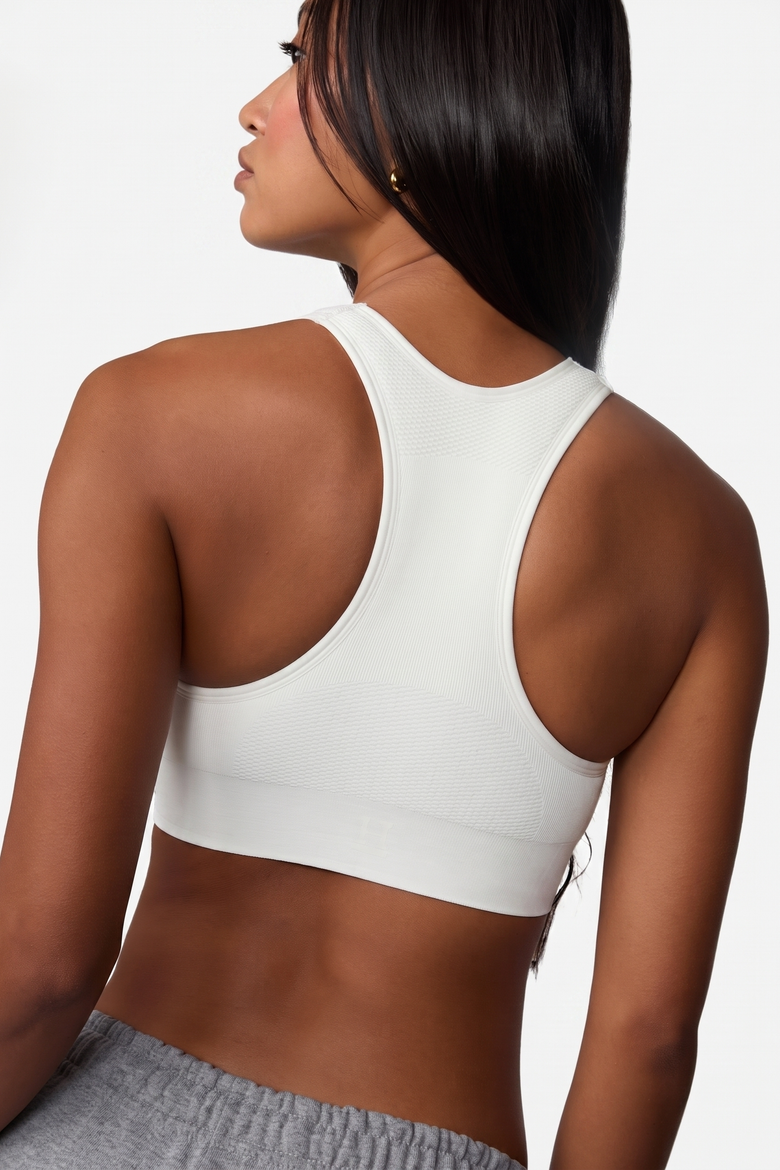 Seamless Racerback Sports Bra, Alternate, color, White
