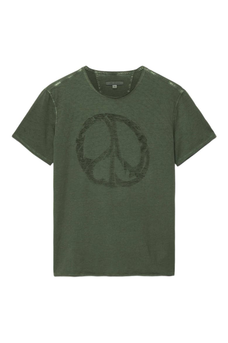 Peace Maker Raw Edge Crewneck T-Shirt, Alternate, color, MOSS
