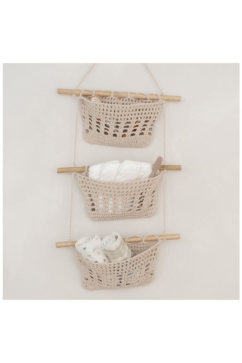 3-Tier Crochet Hanging Baskets, Alternate, color, BEIGE