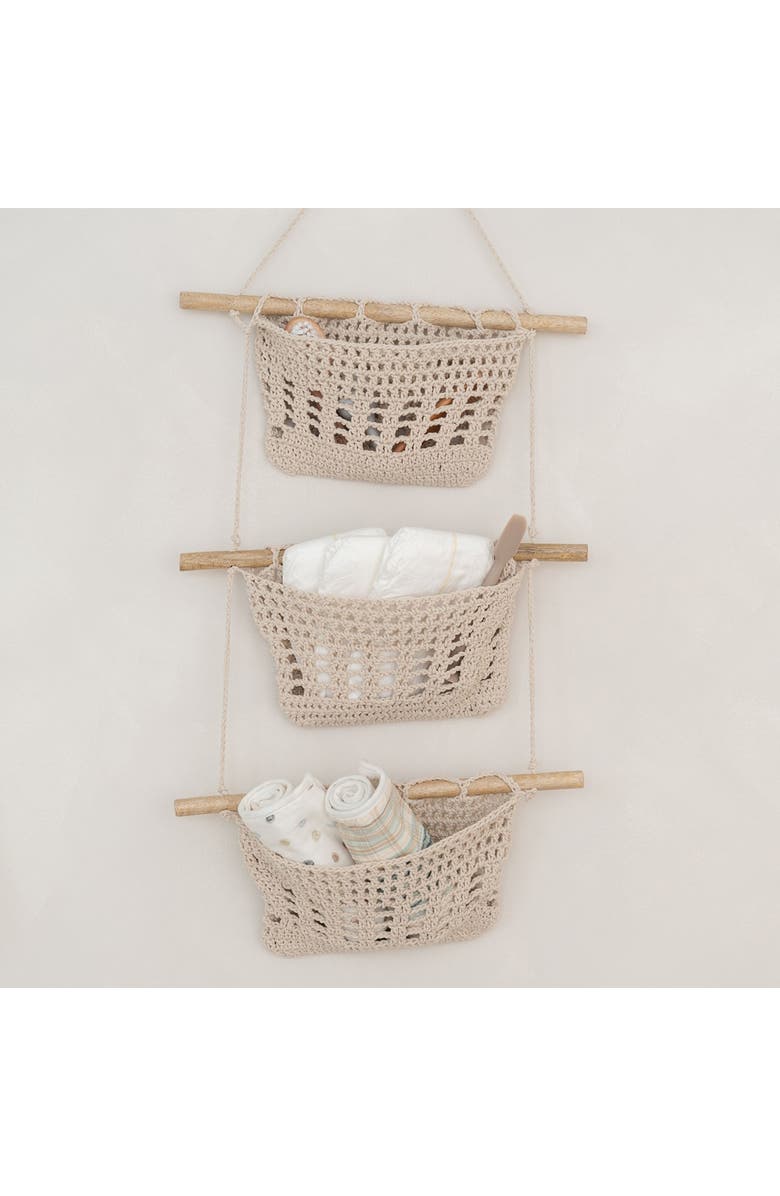 CRANE BABY 3-Tier Crochet Hanging Baskets, Alternate, color, Beige