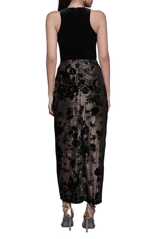 Avec Les Filles Metallic Floral & Velvet Dress In Multi