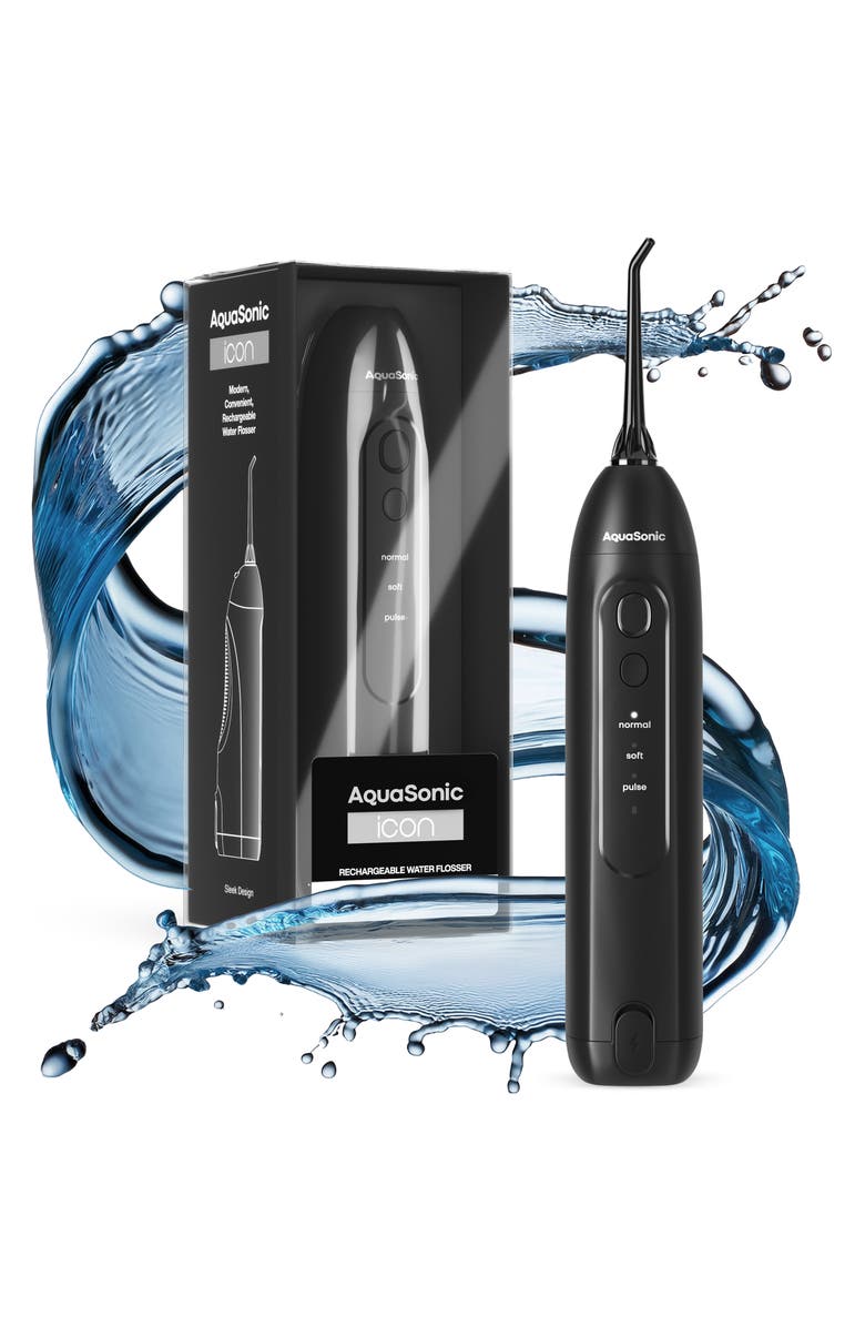 AQUASONIC Icon Electric Rechargeable Water Flosser, Alternate, color, Onyx