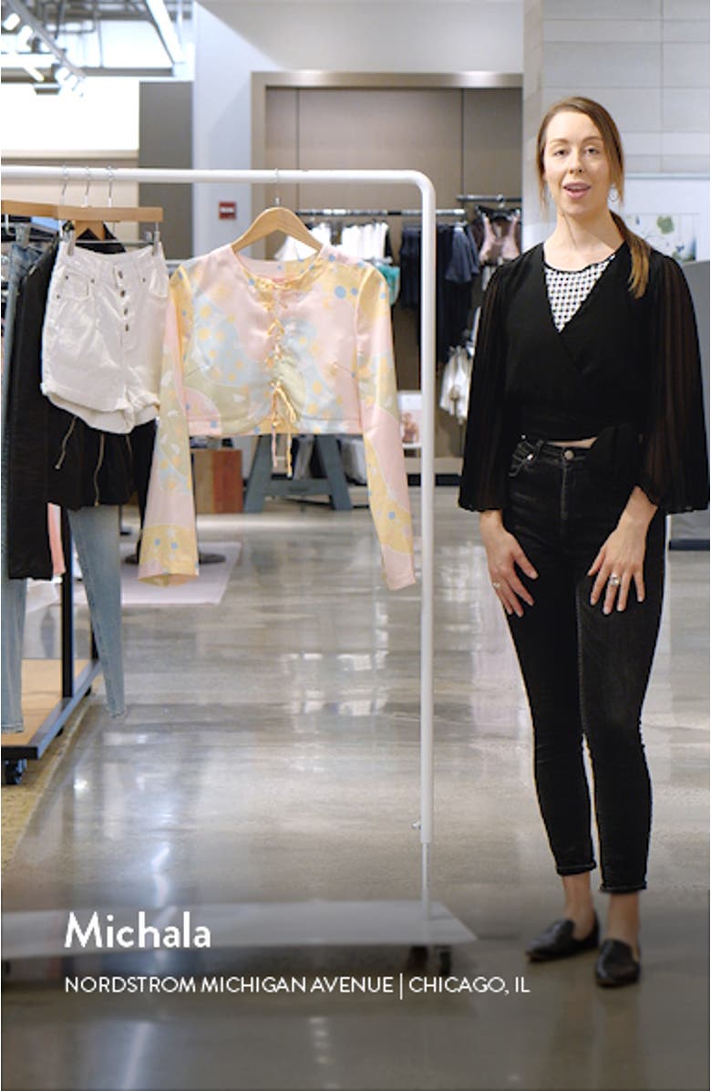 Claudia Celestial Print Long Sleeve Crop Top, sales video thumbnail