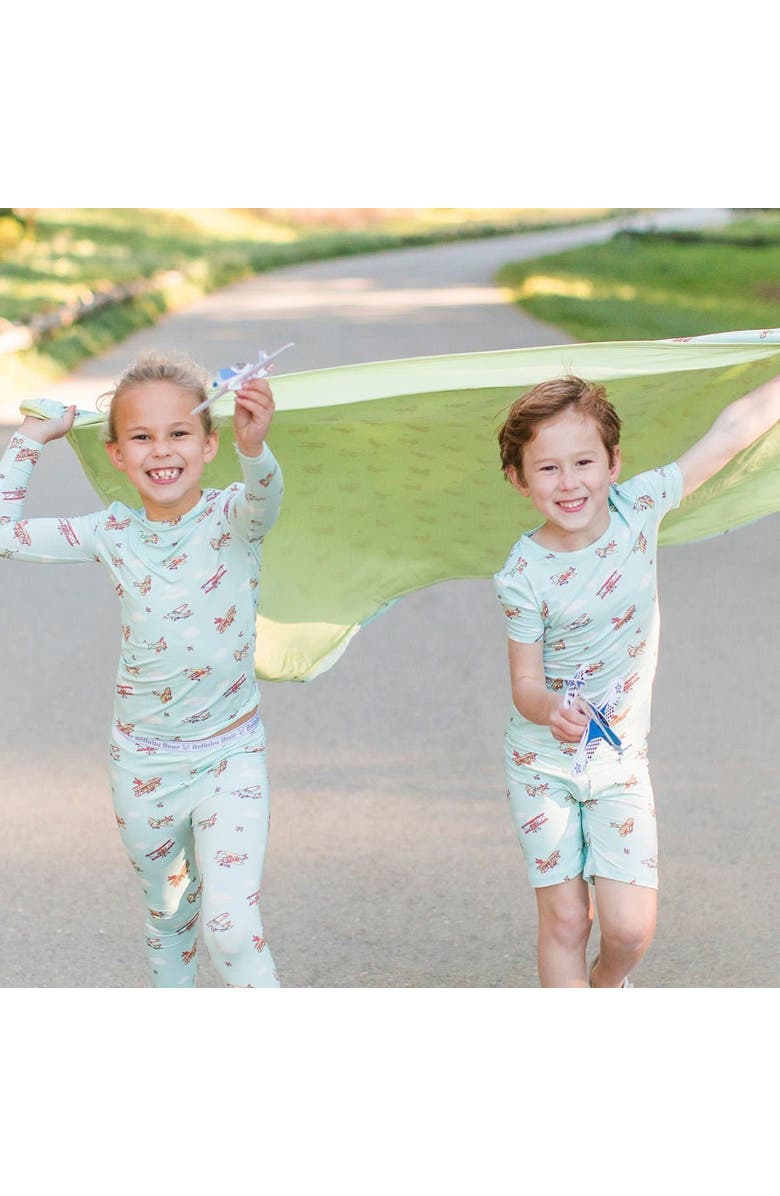 Bellabu Bear Vintage Airplanes Kids 2-Piece Short Sleeve & Shorts Pajama Set, Alternate, color, Vintage Airplanes
