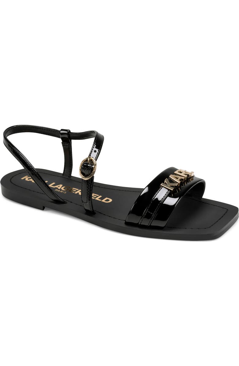 KARL LAGERFELD PARIS Miram Flat Strappy Sandal, Main, color, Black