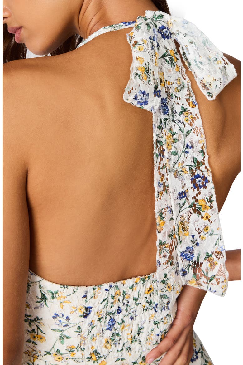 Floral Print Halter Dress, Alternate, color, WHITE DITSY FLORAL