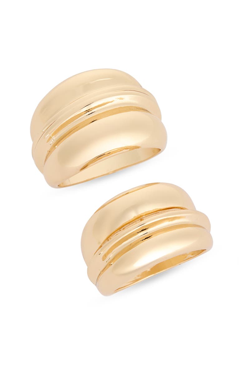 Set of 2 Wide Tiered Rings, Main, color, GOLD
