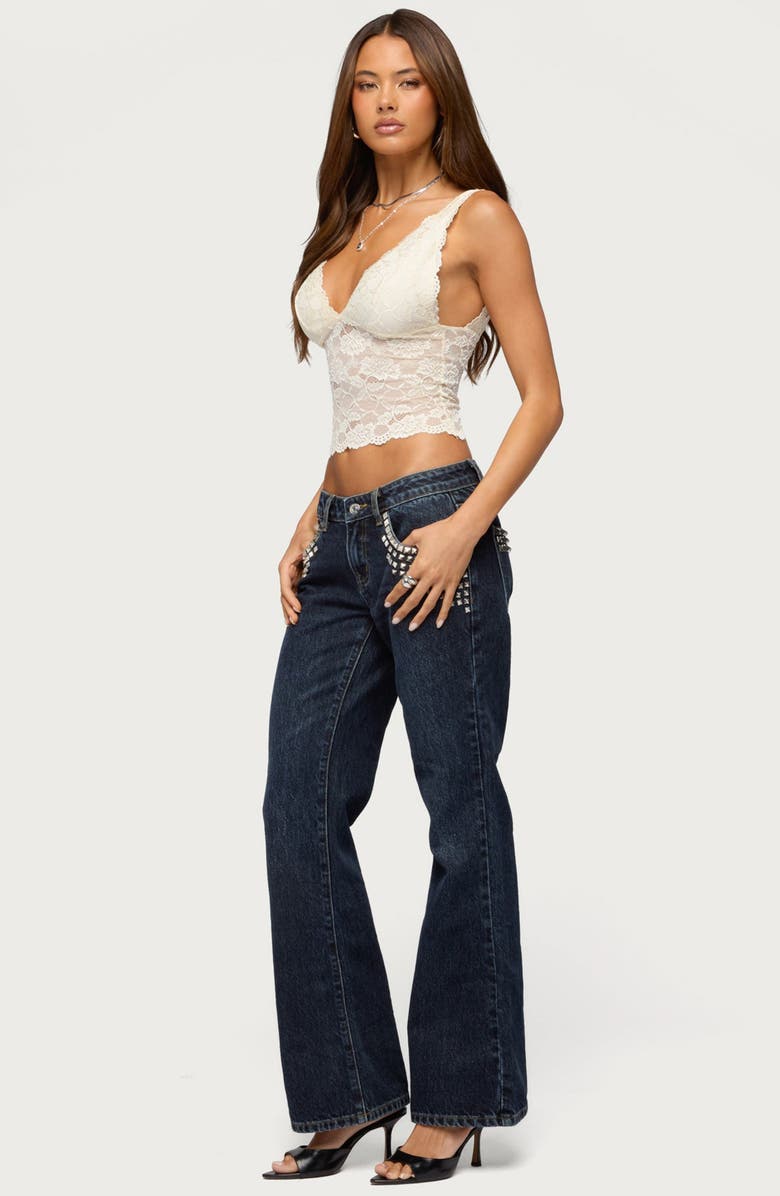 EDIKTED Vanya Lace V-Neck Tank, Alternate, color, Cream