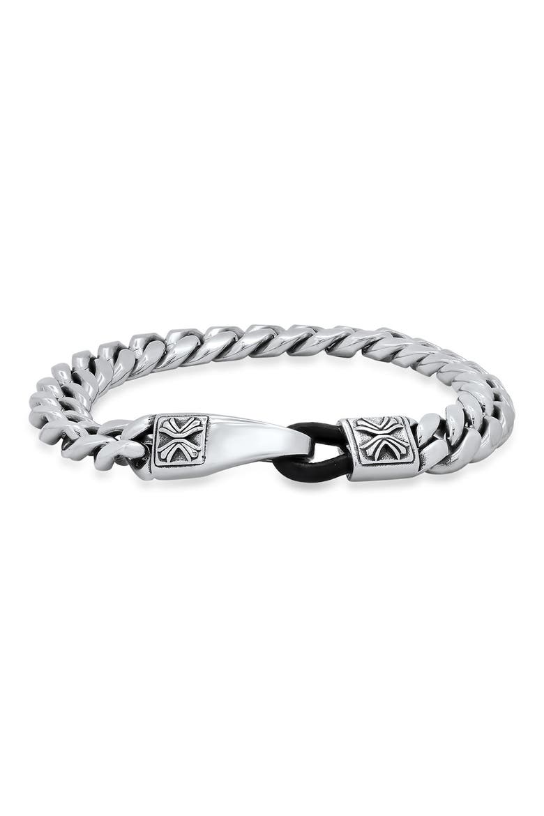 Stainless Steel Cuban Link Bracelet, Main, color, SILVER