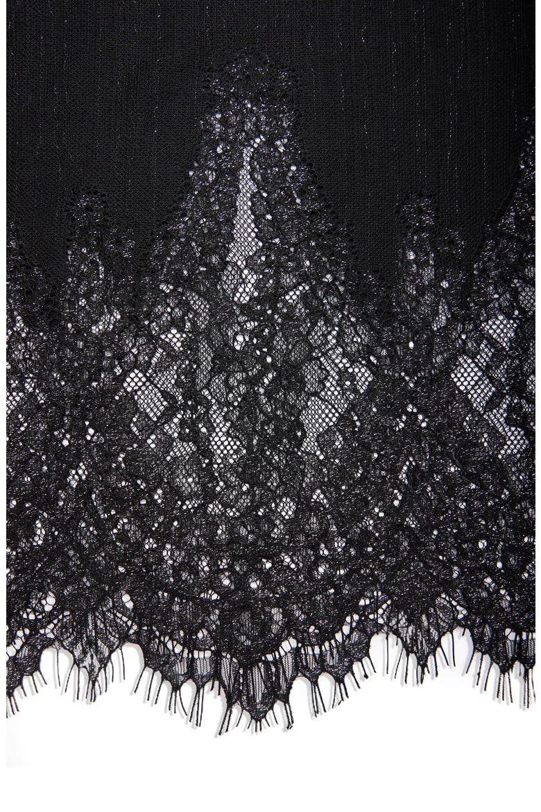 Lace Embellished Scarf, Alternate, color, BLACK