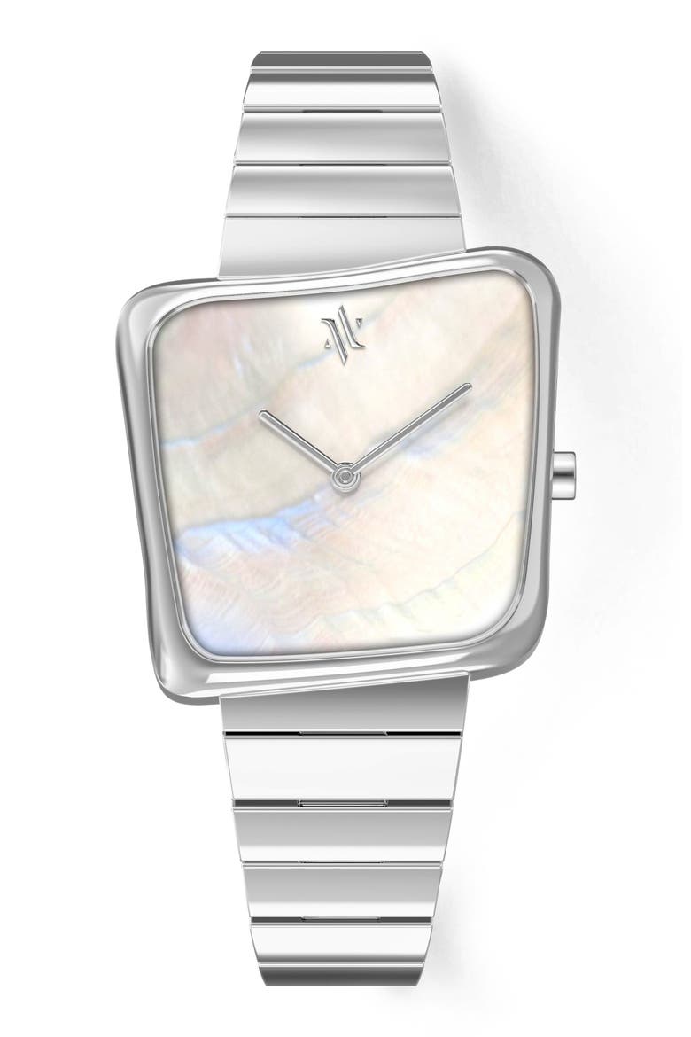 Nebula Gemstone Watch, Main, color, White Pearl-Silver
