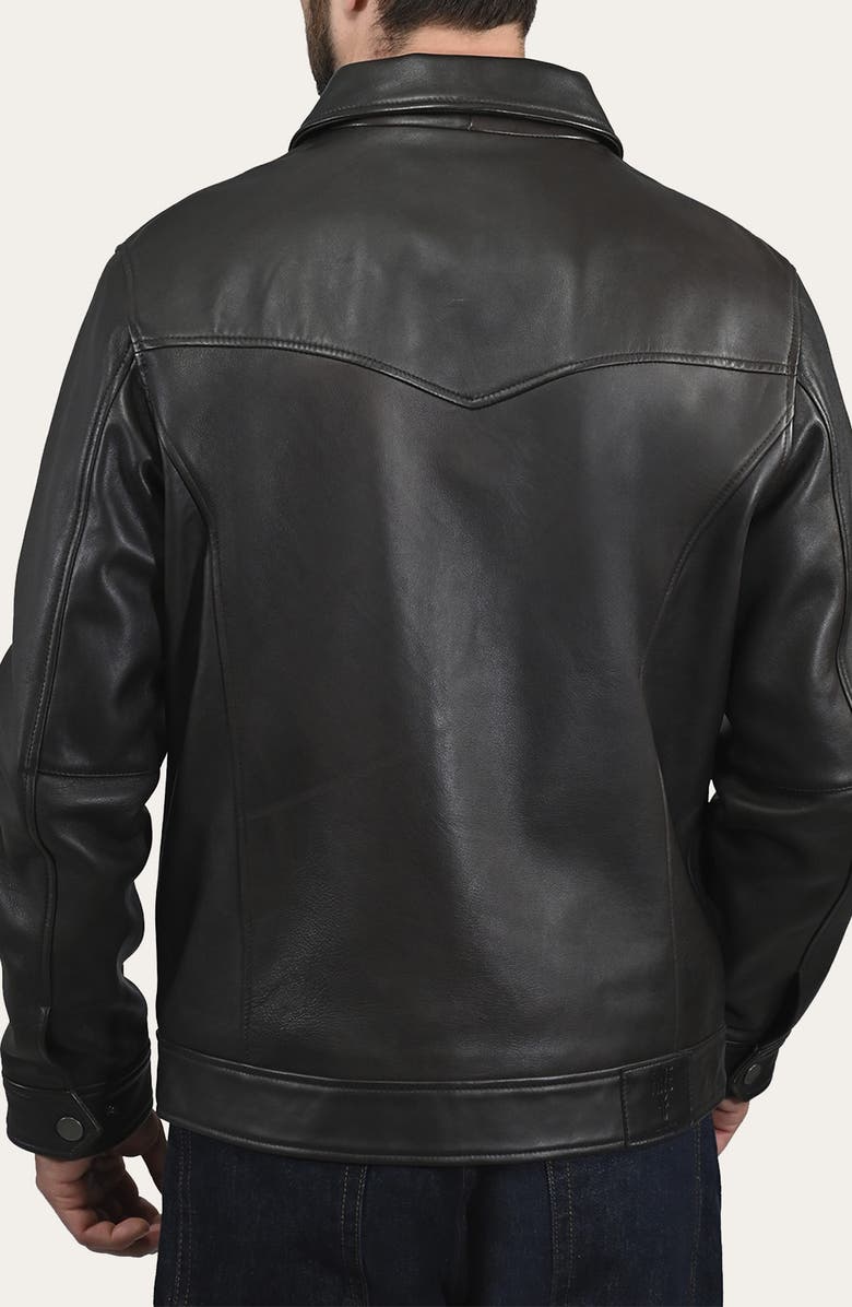 Frye Leather Trucker Jacket, Alternate, color, Dark Brown