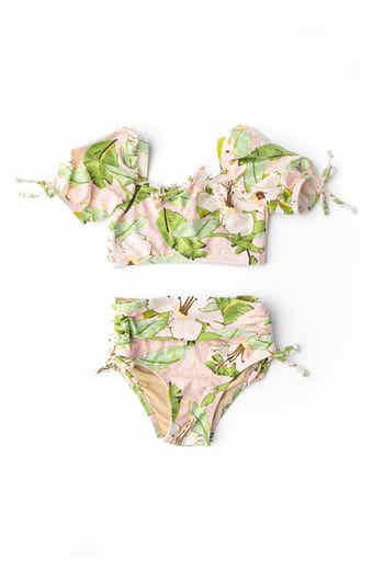 Shade Critters Kids' Hibiscus Botanical High Waist Two-Piece UPF 50+ Swimsuit