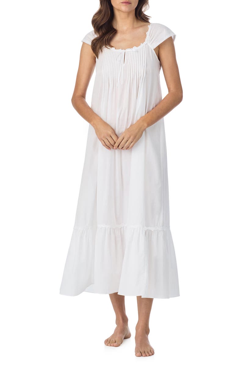 Eileen West Sleeveless Cotton Ballet Nightgown, Main, color, White