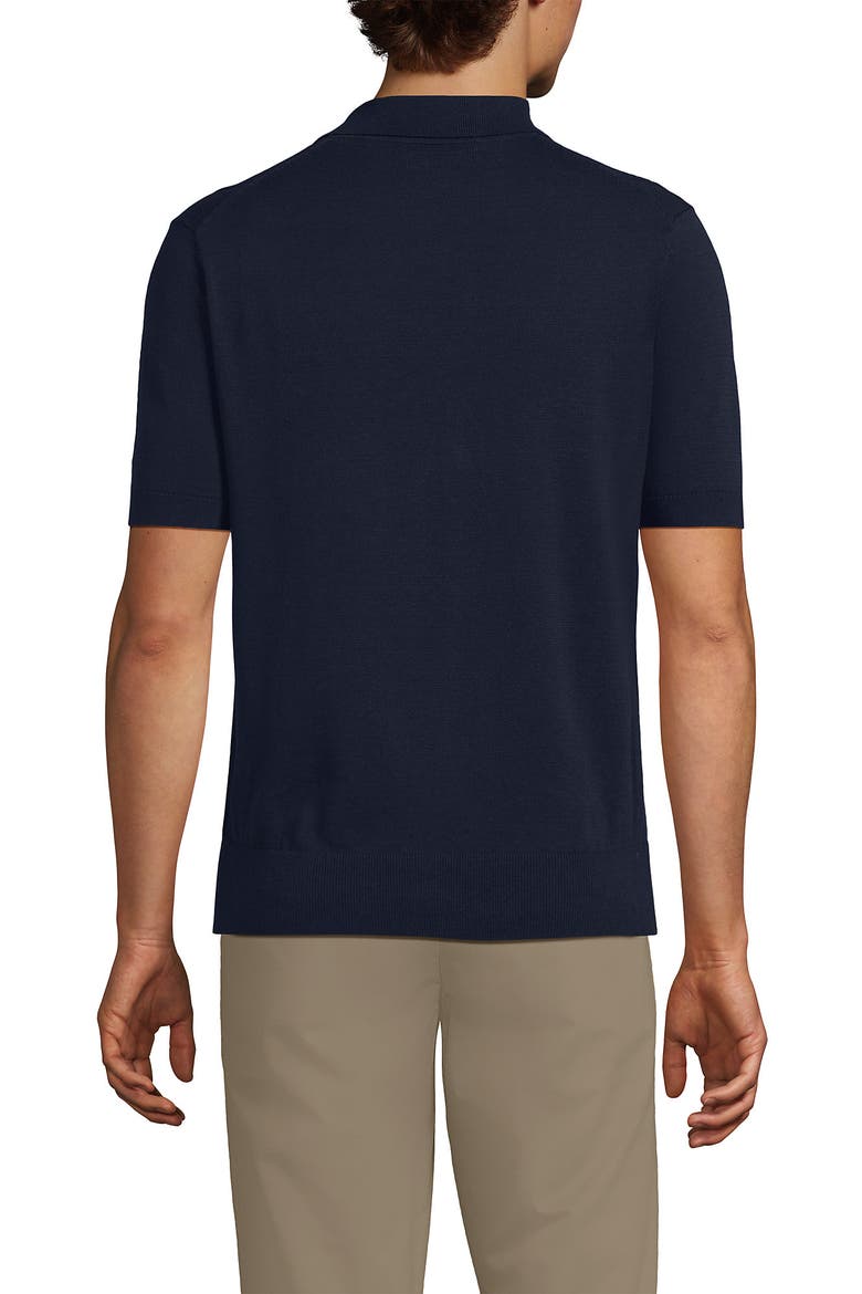 Short Sleeve Vertical Rib Button Down Sweater Polo, Alternate, color, Radiant Navy
