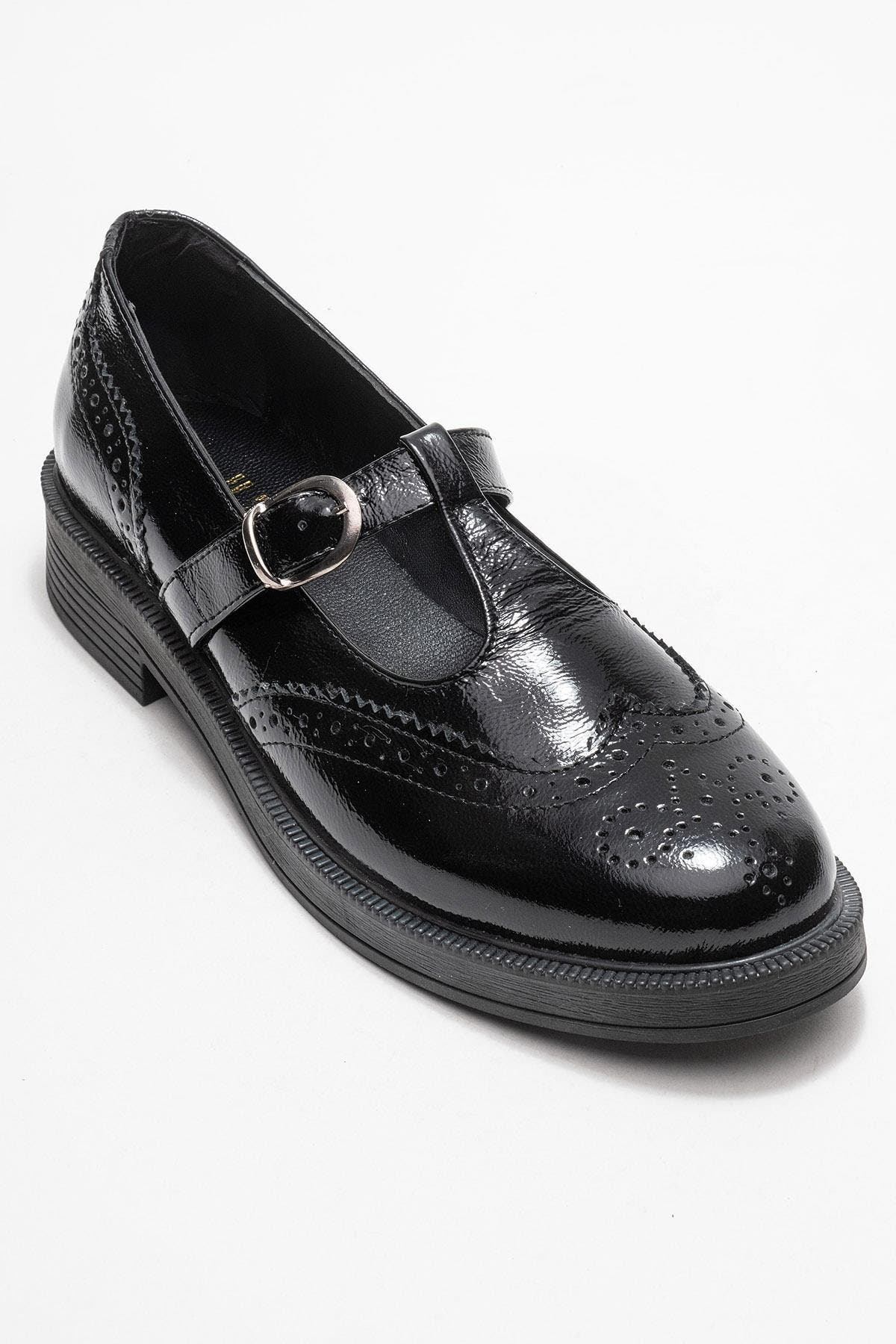 Janney Leather Strap Loafers, Main, color, Black Patent Leather