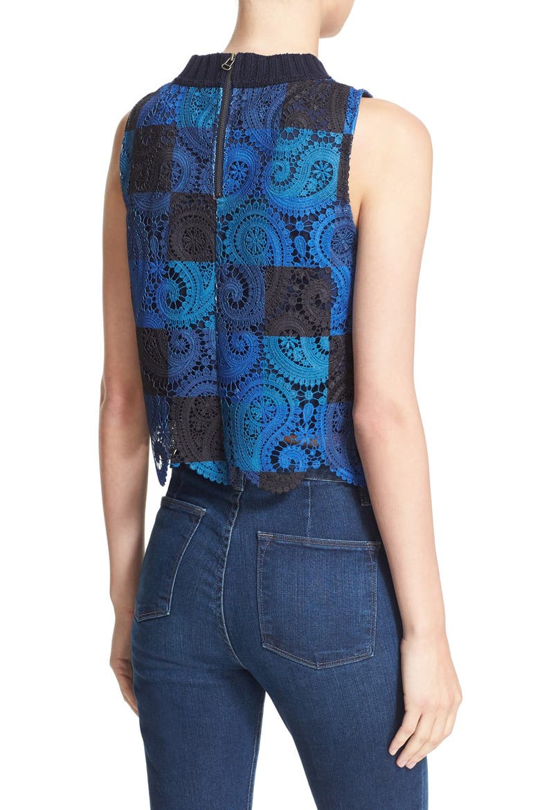 Sea Crochet Lace Crop Tank, Alternate, color, BLUE