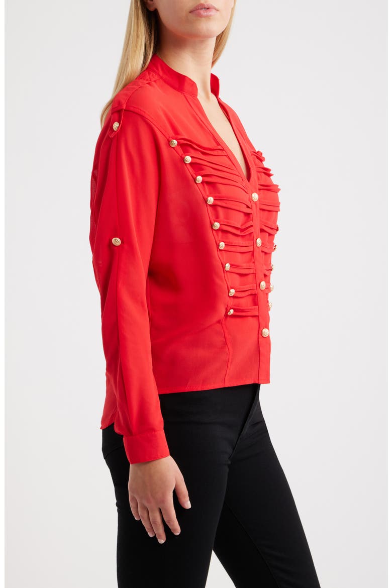 Jameson Button Embellished Semisheer Top, Alternate, color, RED
