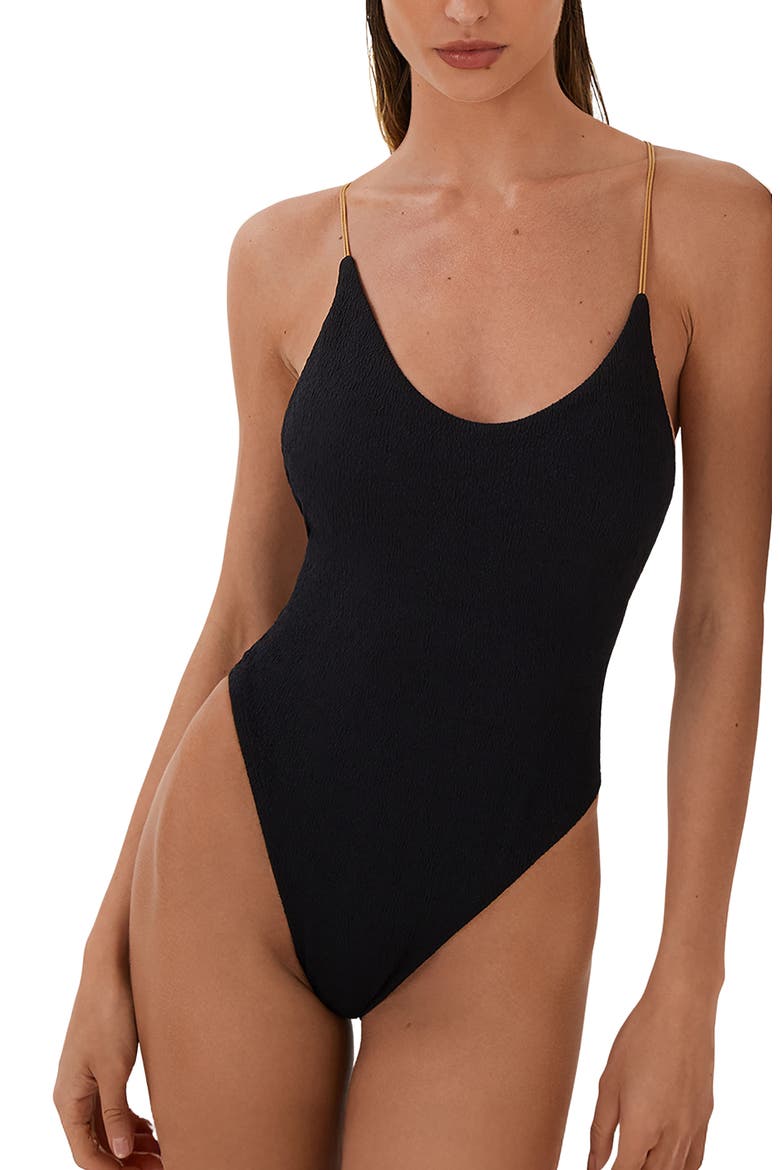 Firenze Ney Racerback One-Piece Swimsuit, Main, color, BLACK