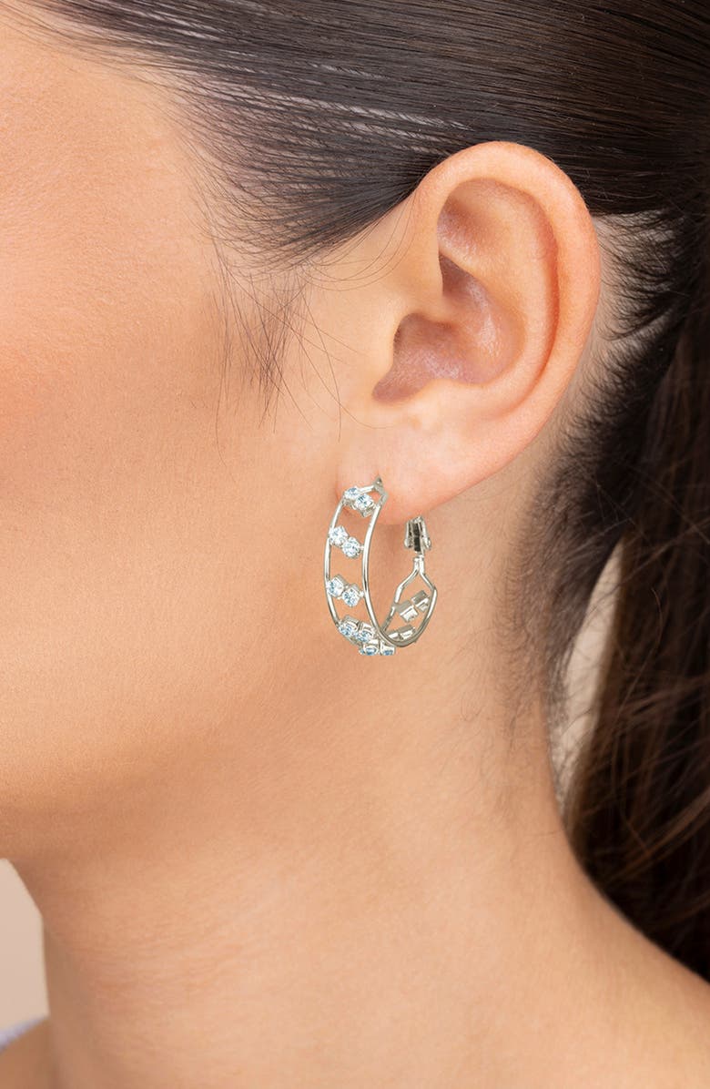 Sterling Forever Angelika Hoop Earrings, Alternate, color, Silver