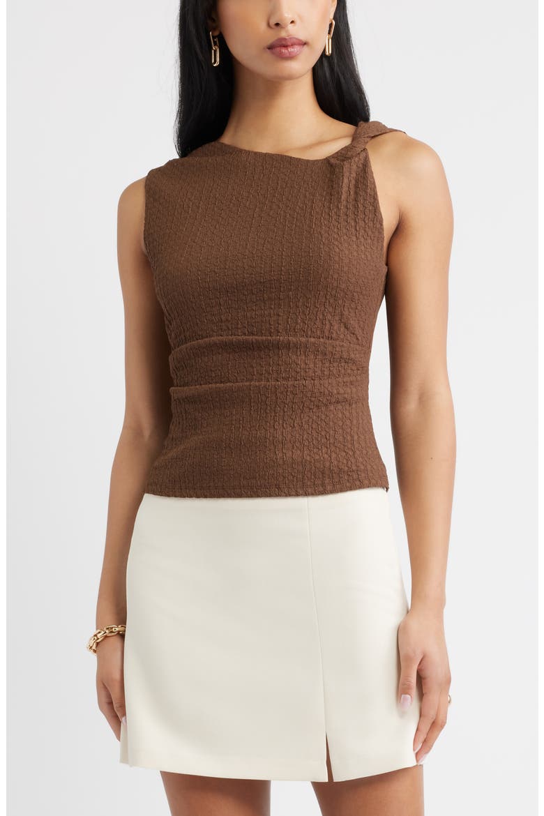 Twisted Shoulder Textured Tank, Main, color, BROWN TERRA