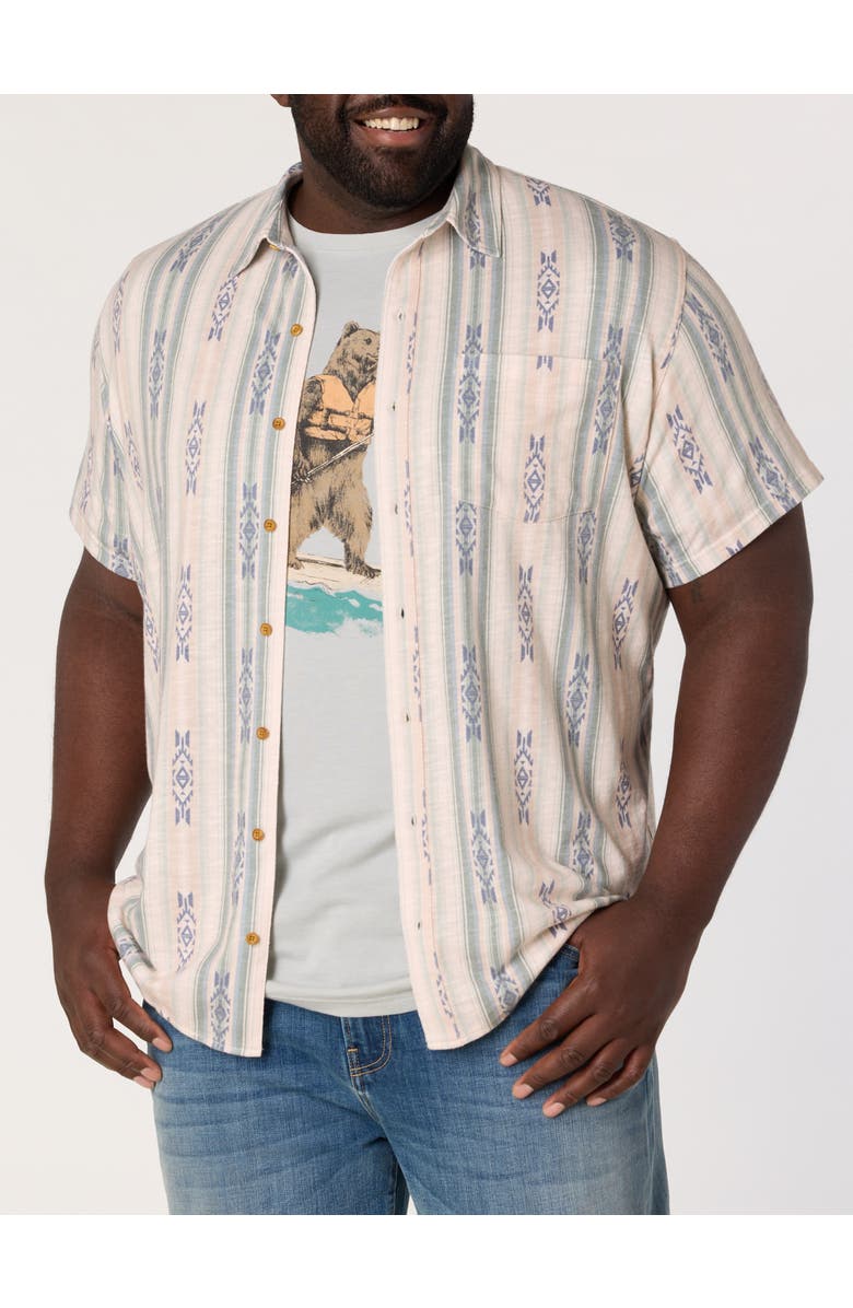 Lucky Brand Jeans Big & Tall Southwestern Linen Sport Shirt, Main, color, Green Multi