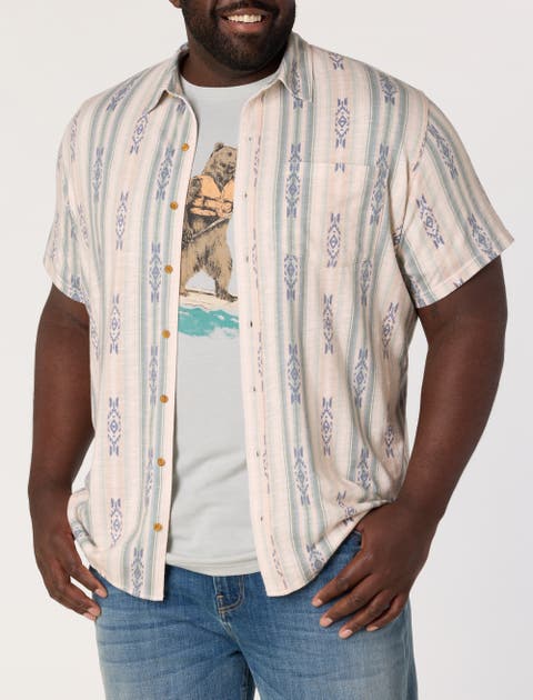 Big & Tall  Southwestern Linen Sport Shirt