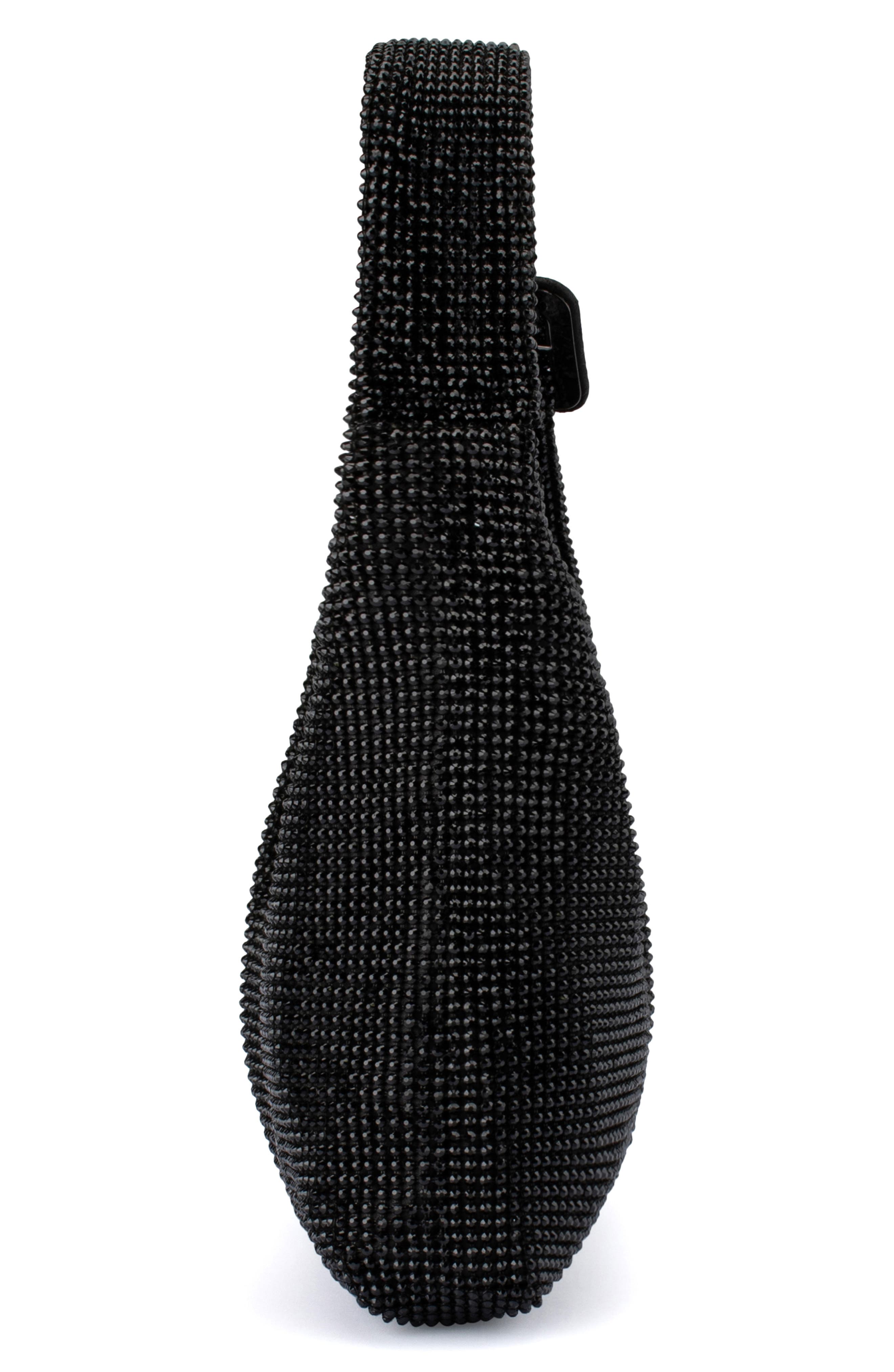 Olga Berg Calypso Crystal Mesh Shoulder Bag, Alternate, color, Black