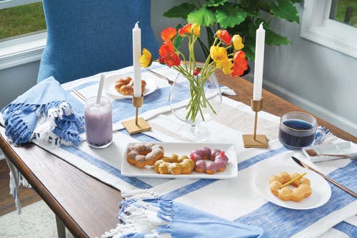 Carol & Frank Morgan Striped Table Runners Collection In Blue