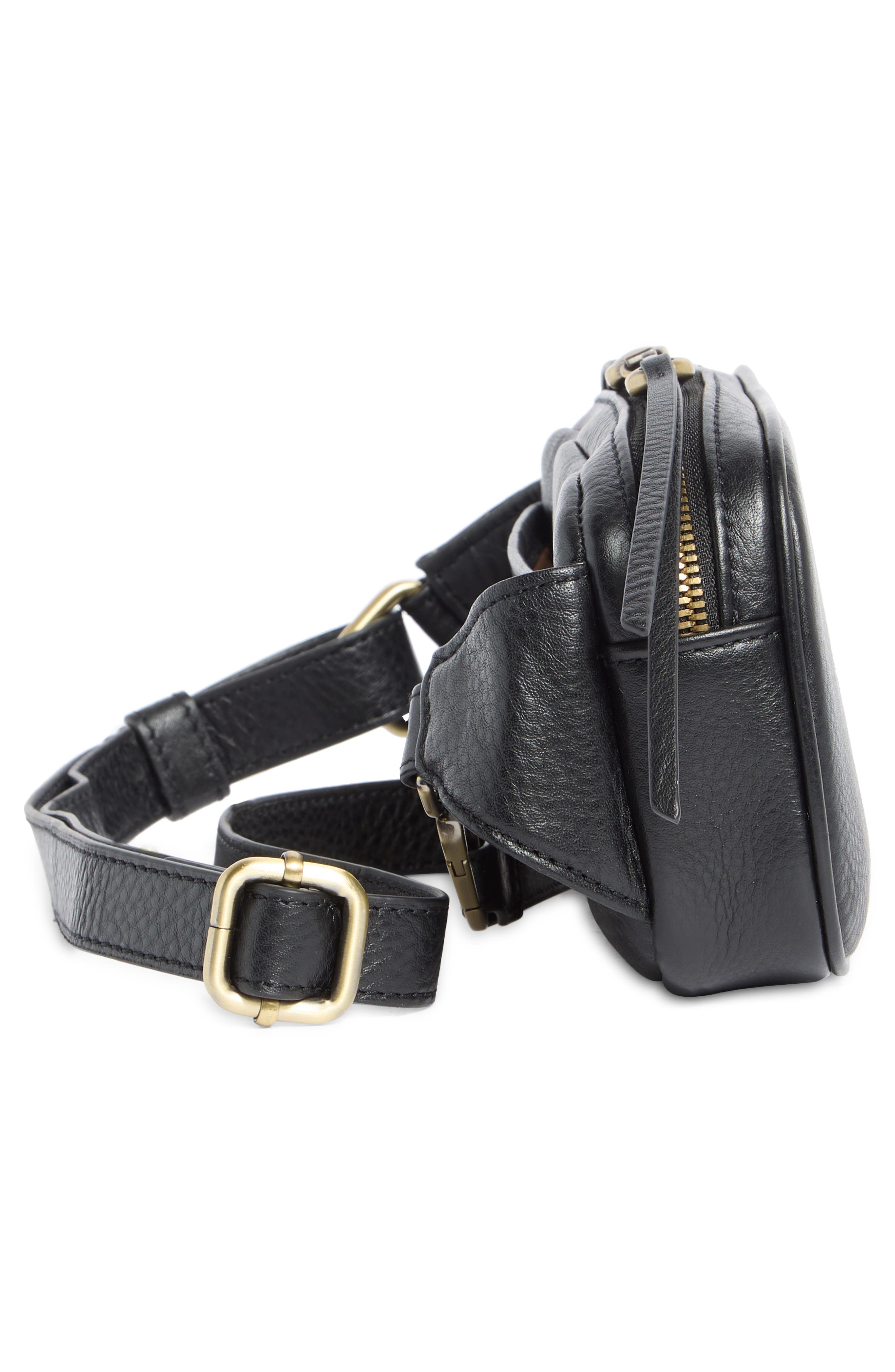 HOBO Shaker Leather Belt Bag, Alternate, color, Black