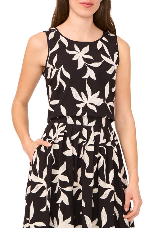 Botanical Embellished Sleeveless Shell