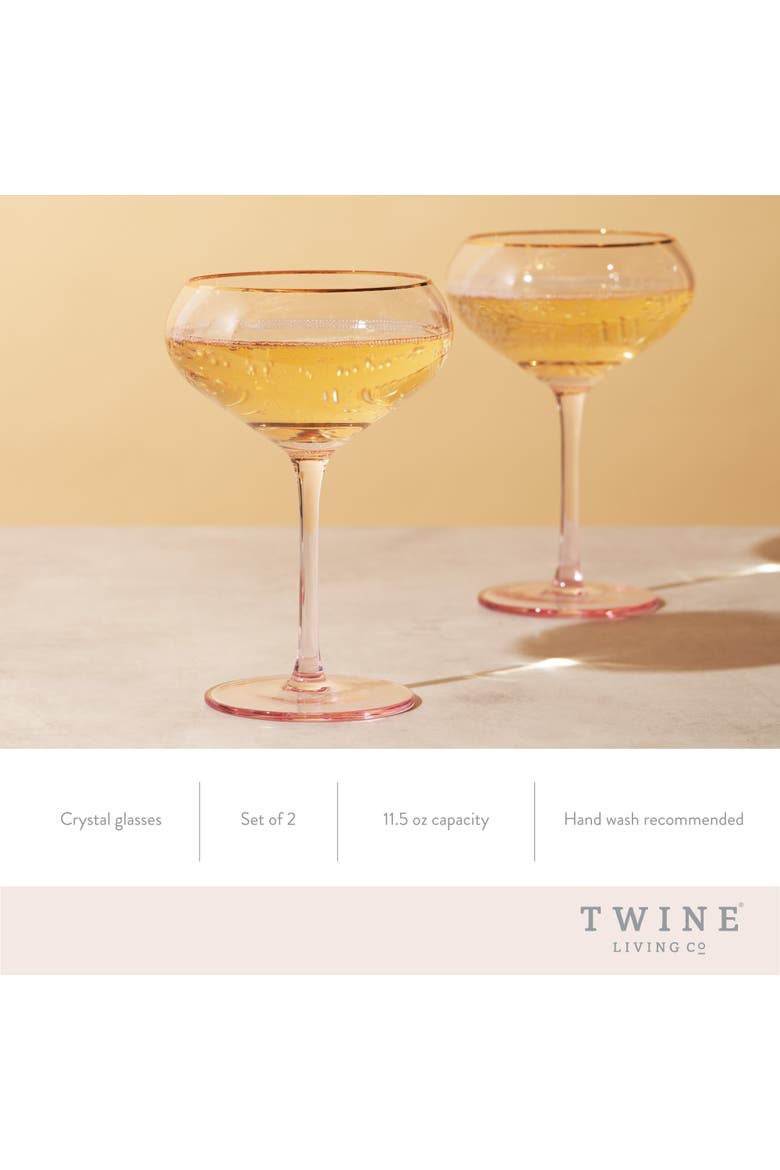 Rose Crystal Coupe Glasses Set of 2, Alternate, color, Pink