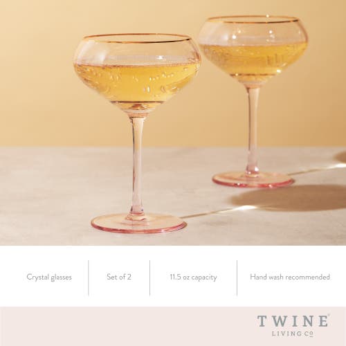 Twine Rose Crystal Coupe Glasses Set Of 2