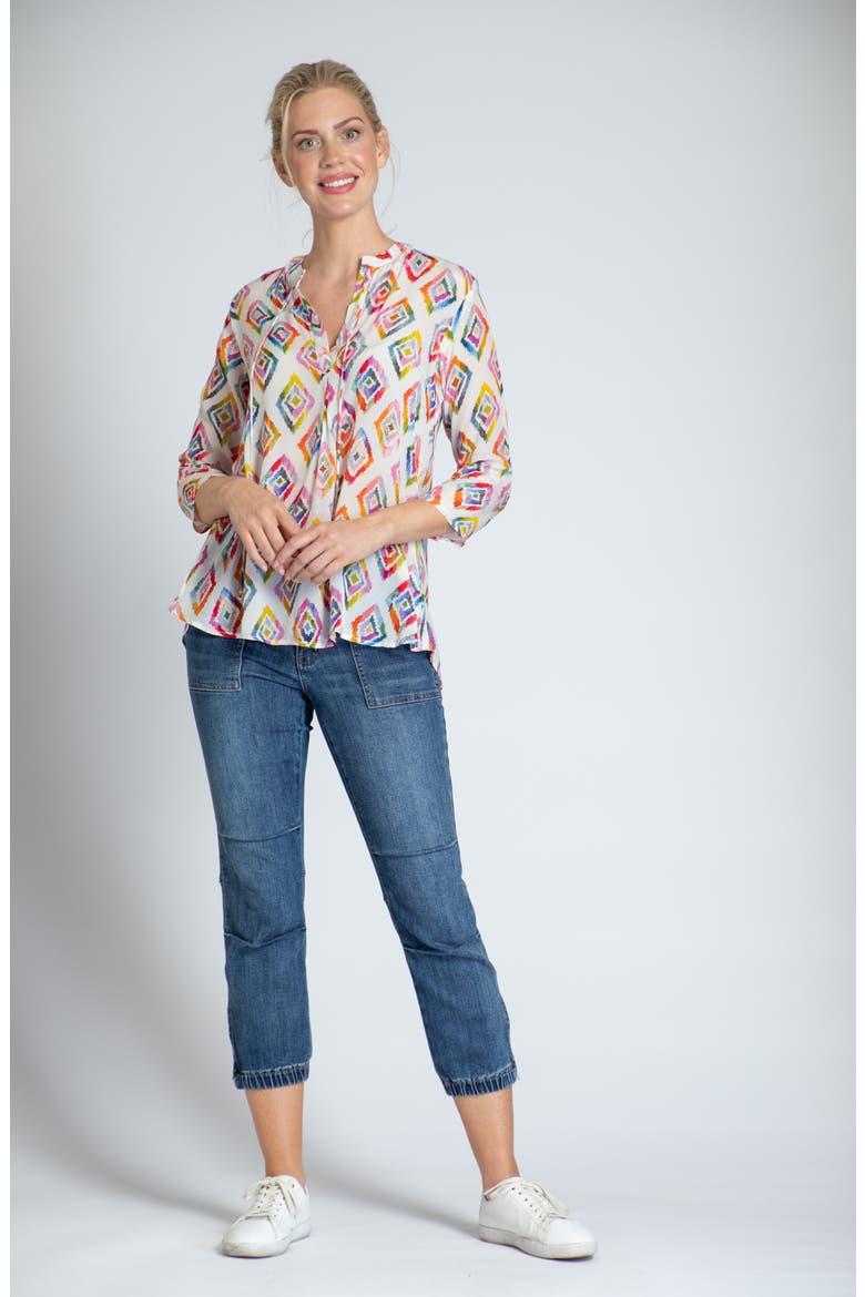 Tie Neck Top, Alternate, color, PINK MULTI