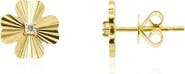The Lovery Fine Jewelry Fluted Gold Four Leaf Clover Stud Earrings