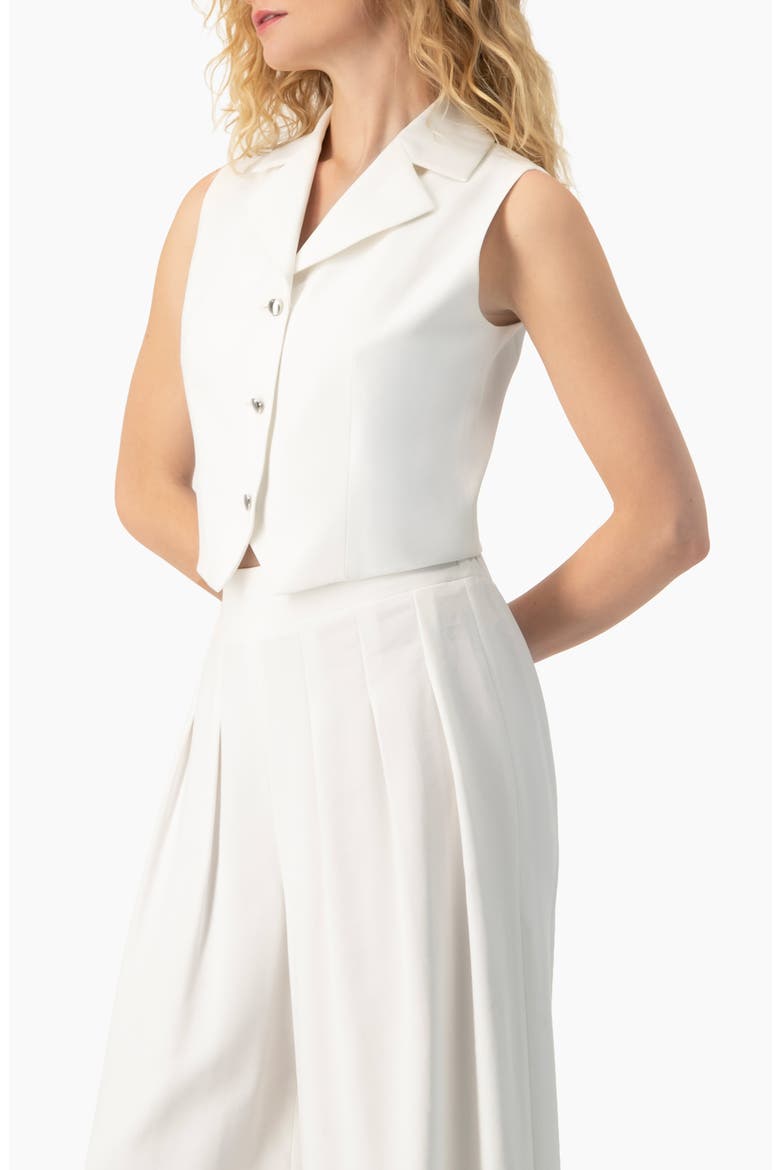 Tailored Sleeveless Crop Blazer Vest, Alternate, color, White