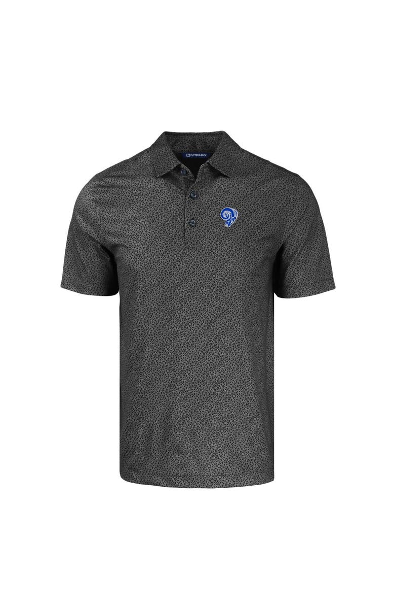 Cutter & Buck Men's Cutter & Buck  Black Los Angeles Rams Throwback Pike Eco Pebble Print Stretch Recycled Polo, Alternate, color, 